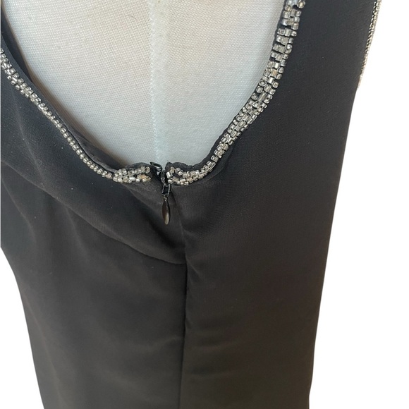 Adrianna Papell Black Blouson Dress Beaded Skirt Sleeveless Size 14 Cocktail - Picture 5 of 10